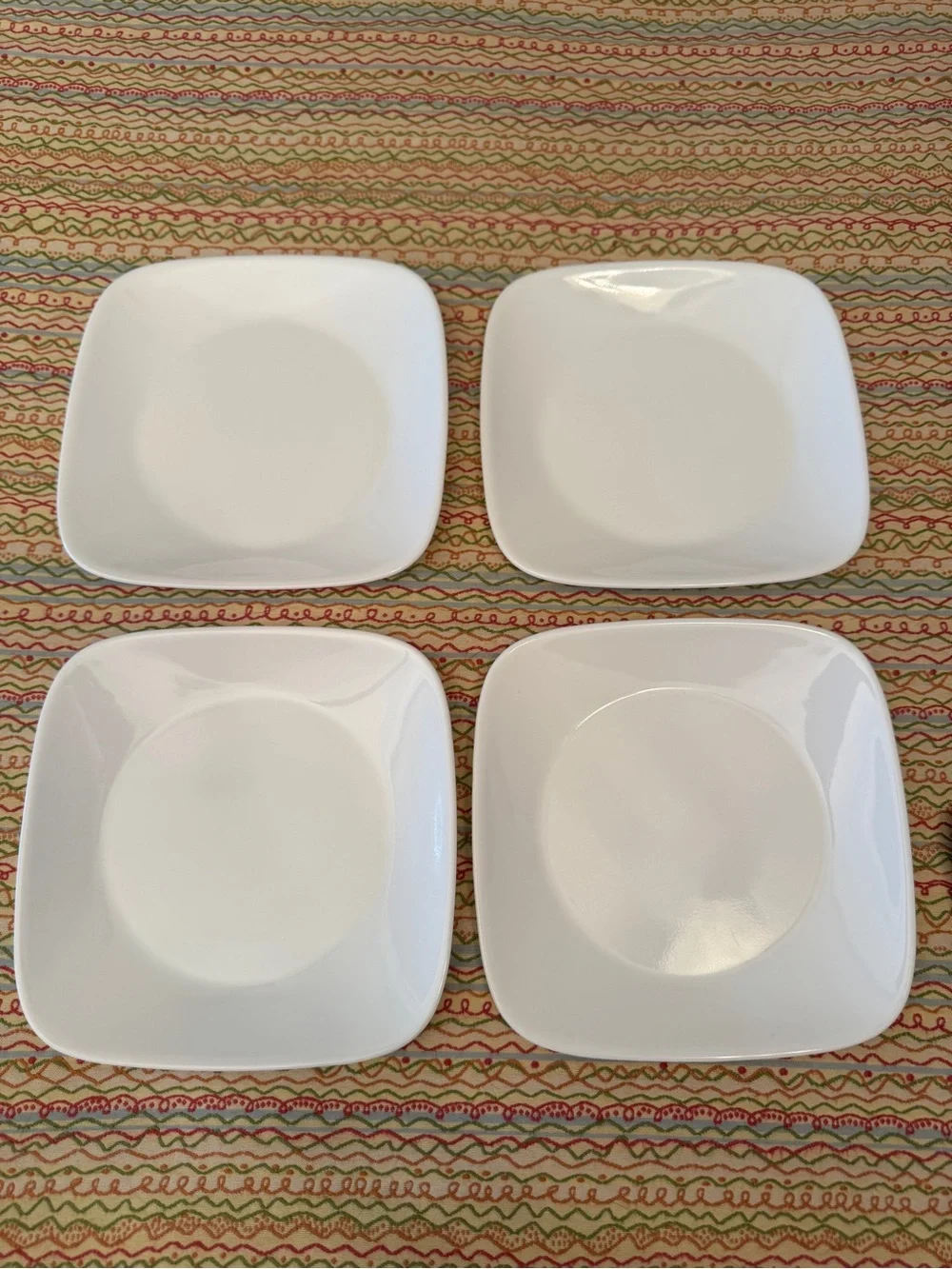 ✨ Vintage Corelle Pure White 6.5” Square Appetizer Plates - Set of 4